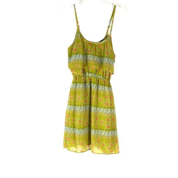 Mossimo Green Floral Sun Dress Size XS Spagetti Straps Mini Above Knee - Picture 1 of 11